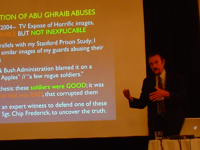 Philip Zimbardo during his plenary speech.